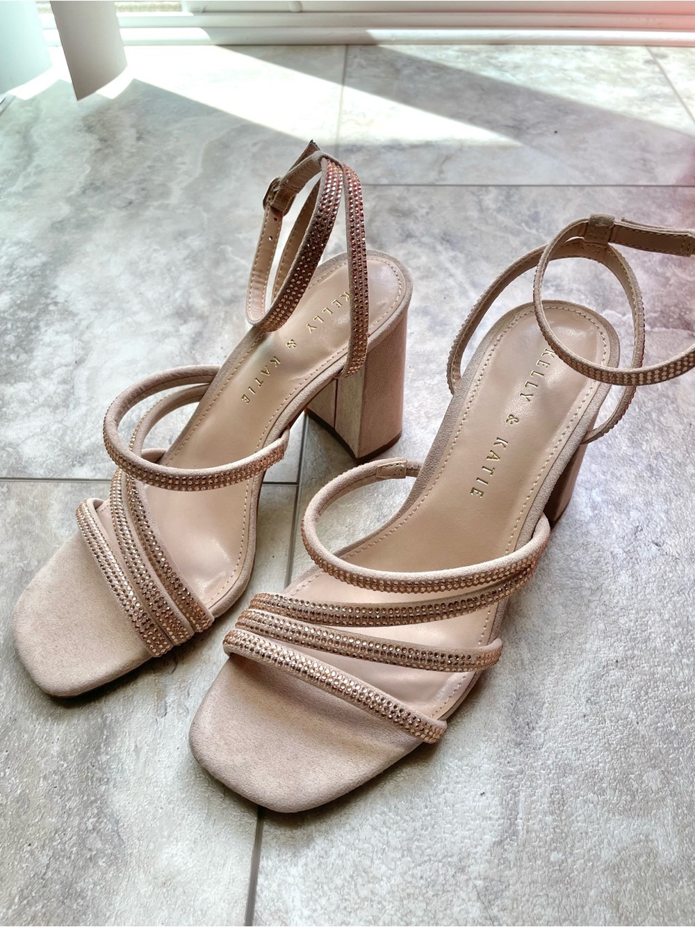 Blush Strappy Block Heel Sandals